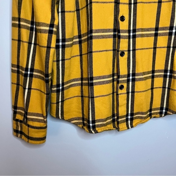 Original Use Men’s Gold & Black Plaid Long Sleeve Cotton Flannel Shirt Size M - Picture 7 of 16